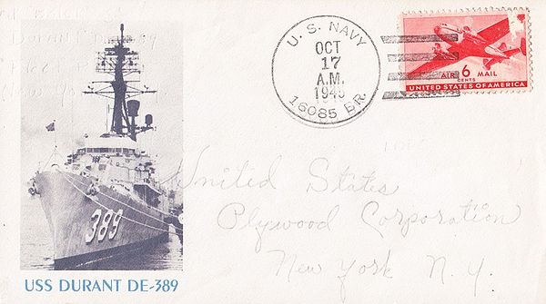 USS DURANT DER-389 Covers Page 1 - NavalCoverMuseum